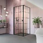 Radaway Правоъгълна душ кабина с люлееща се врата Radaway Nes KDJ I Factory 80x75 см матово-прозрачно черно покритие лява (10022080-54-55L+10039075-54-55)