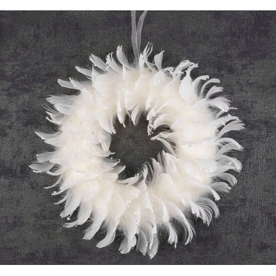 MagicHome Veniec Vianoce páperový biely závesný 35 cm