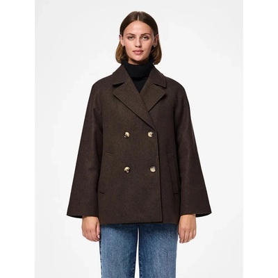 PIECES Палто Pieces Marbel coat - Brown (Mole / Melange)