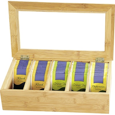 Kesper 58900 Organizér na čaje 5 priehradiek bambus 36 x 20 x 9 cm