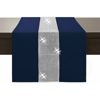 Mondo Běhoun Glamour se zirkony tmavěmodrý Modrá 40x120 cm