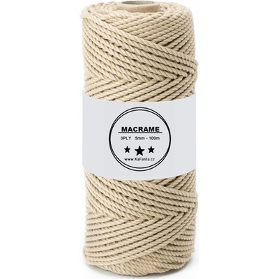 Bavlněná šňůra KaFanta Premium 3PLY 5mm - cappuccino