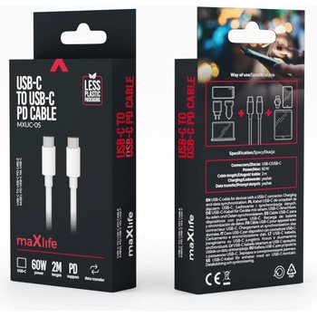 Maxlife MXUC-05 USB-C - UCB-C 60W, 2m, bílý