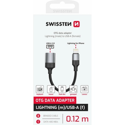 Swissten 0,12 m - čierny 73501217