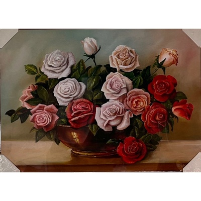 Bondecor Obraz "Kytice růží" - tisk na papír na MDF desku, 70 x 50cm