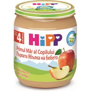 Hipp Био плодово пюре Hipp - Ябълка, 125 g (4233) - baby
