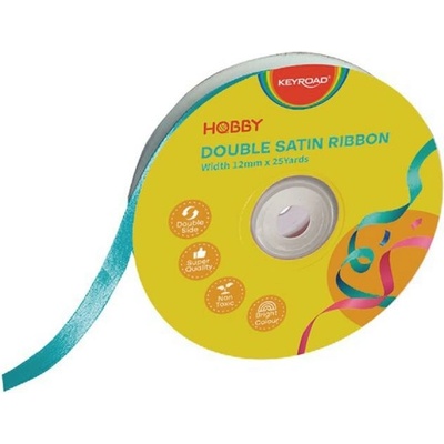 Stuha KEYROAD dvojitá saténová 12 mm x 22,86 m na cievke, modrá