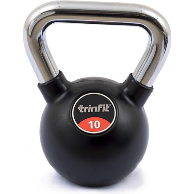 TRINFIT Kettlebell kov / guma s chrom madlem PREMIUM 10 kg