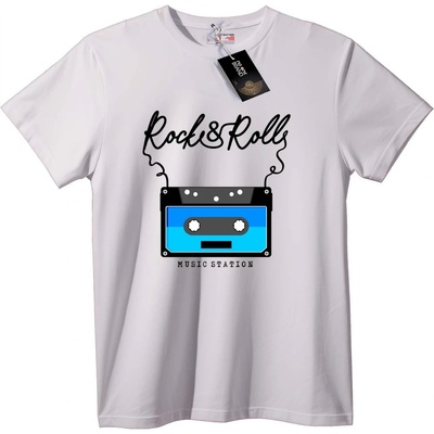 NOONEBRAND Тениска Rock & Roll касета - 2XL, White