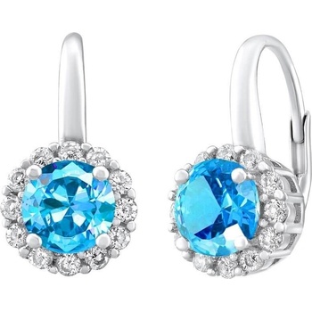 SILVEGO Strieborné náušničky Sharon s modrým krištáľom TXRE100009