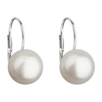 Evolution Group strieborné náušnice visací s bílou říční perlou 21045.1