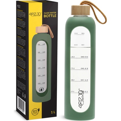 4FIZJO sklenená fľaša na vodu zelená 1000 ml