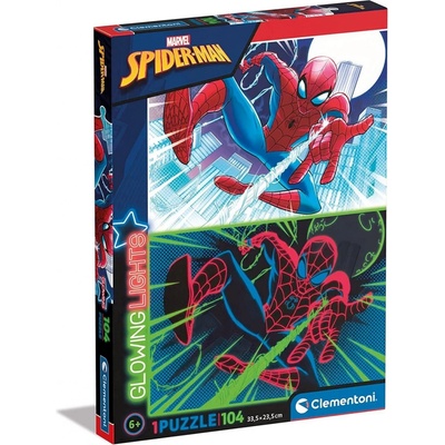 CLEMENTONI Svítící Marvel: Spiderman 104 dílků
