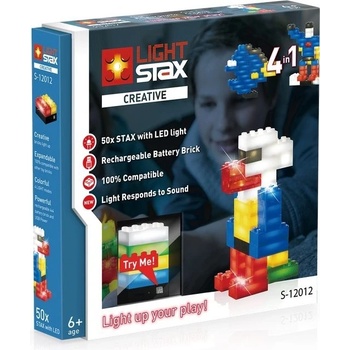 Light Stax S-12012 Creative V2 4 v 1 50 ks svítící LED kostky Li-Pol základna