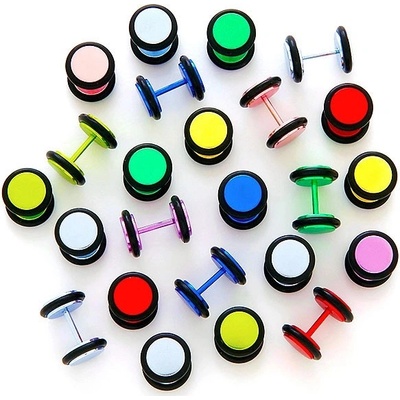 Šperky eshop neonový falešný plug anodizovaný s gumičkami I1.17 fialová