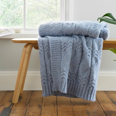 Bianca Modrá pletená deka Cable Knit 150x200