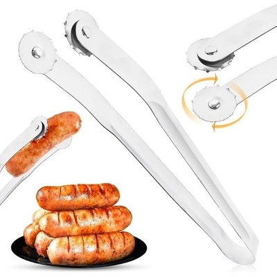 Grilovací kleště otočné, 38 cm Grilovací kleště na klobásy Nerezové grilovací kleště s kolečkem, – Hledejceny.cz