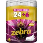  Zebra тоалетна хартия 4 пластова 24+6 (zp010224)
