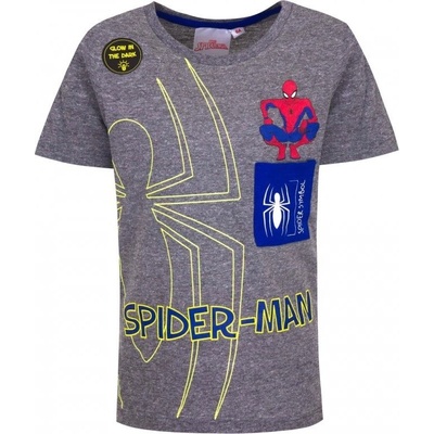 Sun City dětské tričko Spiderman bavlna světélkující šedé