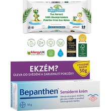 Bepanthen krém Sensiderm proti ekzému 50 g + ubrousky Happy Planet 100% BIO 60 ks dárková sada