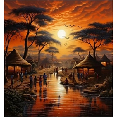 Norimpex Diamantové malování Západ slunce v Africe 30 x 40 cm – Zbozi.Blesk.cz
