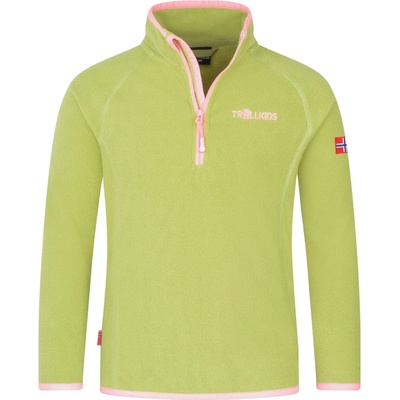 TROLLKIDS Детски поларен пуловер Trollkids Kid's Nordland Half Zip Fleece jumper - Hedge Green / Candy Pink - размер 92 (EU) (704-1727-2911)