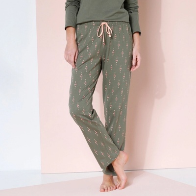 Blancheporte pyžamové nohavice s potlačou Boheme khaki