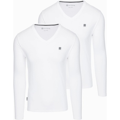 Ombre Clothing Мъжки комплект SLIM FIT с дълъг ръкав, V-образно деколте и лого 2 бр - 2х бяло V4 Z103 Ombre Clothing Ombre Clothing | Byal | МЪЖЕ | XL
