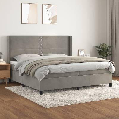 Petrashop 3132639 boxspring postel s matrací světle šedá samet
