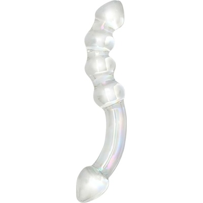 Rimba Xena dvojitý skleněný dildo průhledný