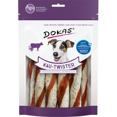Dokas Twister 4 x Hovädzia koža, bachor & kuracie prsia 200 g
