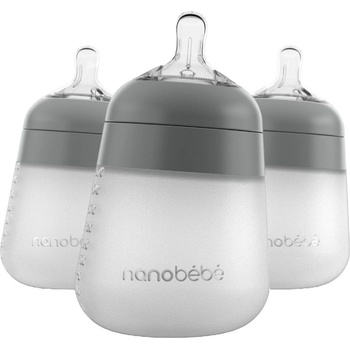 Image 1 of Nanobebe Комплект силиконови бутилки Nanobebe - Flexy, 270 ml, 3 броя, сиви (31224)