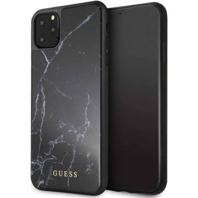 GUESS Marble Case - дизайнерски кейс с висока защита за iPhone 11 Pro Max (черен)
