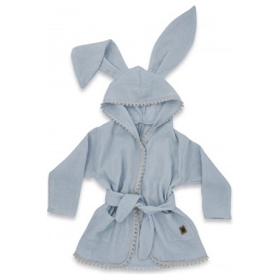 Baby Nellys Dětský mušelínový župan s oušky Bunny jeans