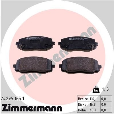 ZIMMERMANN Sada brzdových platničiek kotúčovej brzdy 242751651