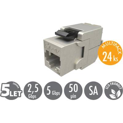 Solarix MULTIPACK 24 ks - keystone CAT5E STP RJ45 samořezný SXKJ-5E-STP-BK-SA