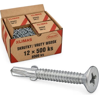Klimas Wkret-Met 4,8x32mm - 1 Kartón (12x500 ks) - Skrutka samozávrtná pre kotvenie drevených prvkov k oceľovému podkladu hrúbky PH, WSDSK