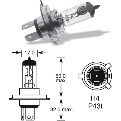 Lucas P43t 12V H4 60-55W