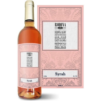 Sablio Rodina 3 Syrah ružové suché víno 12 % 0,75 l (čistá fľaša)