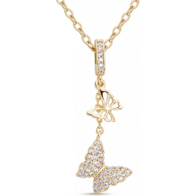 Biju Pozlacený řetízek 14k zlatem, motýl se zirkony 3002052