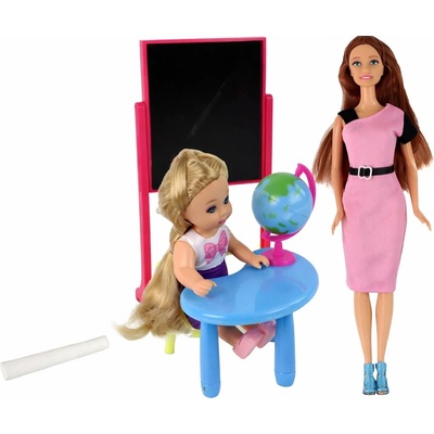 Lean Toys učiteľka s hnedými vlasmi a malou bábikou