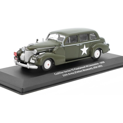 DeAgostini Cadillac Series 75 Fleetwood V8 Limousine 1939 15th Army USA 1951 časopis Vojenské automobily s modelem 2 1:43