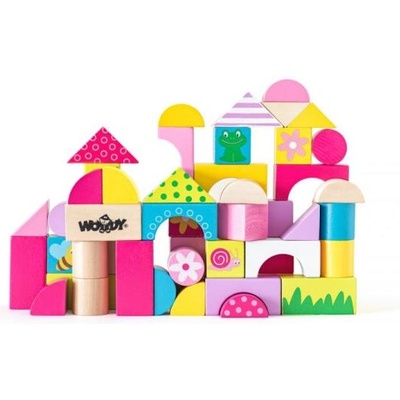 Woodyland Дървени кубчета с щампа, 50 части - Trendy