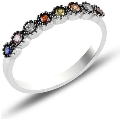 Lunica Stříbrný HALF ETERNITY prsten se zirkony 0540 6