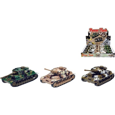 Tank kov 12cm na zpětné natažení 3 druhy 12 ks v boxu