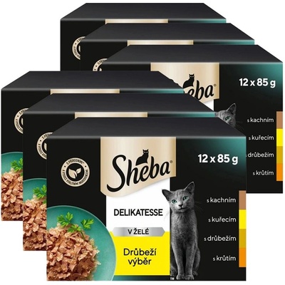 Sheba Деликатес Капсула с пилешки избор в желе 6 x (12 x 85г)