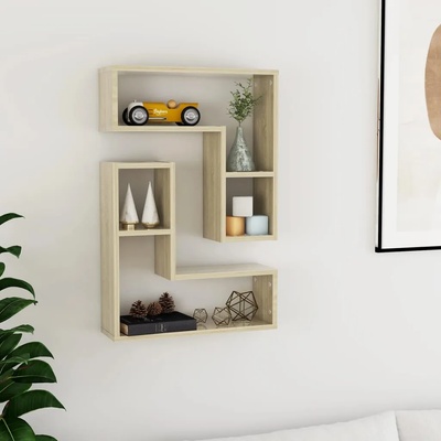 vidaXL Стенни рафтове, 2 бр, дъб сонома, 50x15x50 см, инженерно дърво (807217)