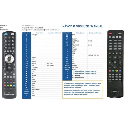 Dálkový ovladač General TOPFIELD TF400PVRC, TF400PVRT – Hledejceny.cz