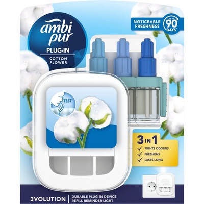 Ambi Pur 3 Volution Cotton Flower elektrický osvěžovač kompletní strojek 20 ml