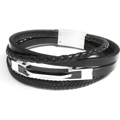 BM Jewellery Pánský kožený náramek černý S1063220